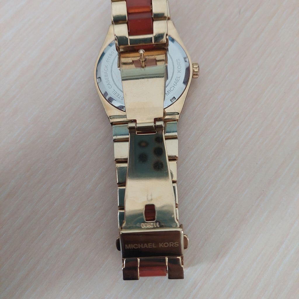 Michael Kors Gold & Orange MK-1653 Channing Stainless Steel Watch | Pre Loved |