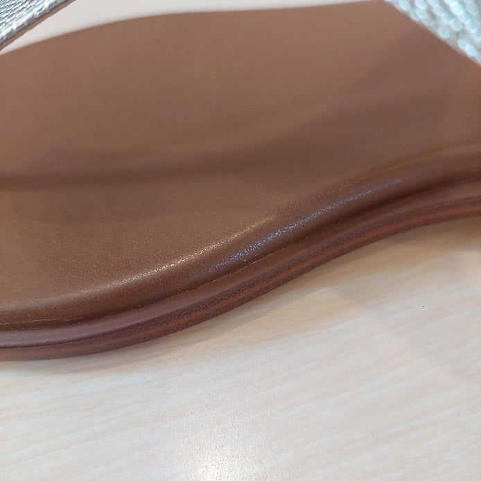 Michael Kors Gold MK Plate Leather Thongs Sandals | Brand New |