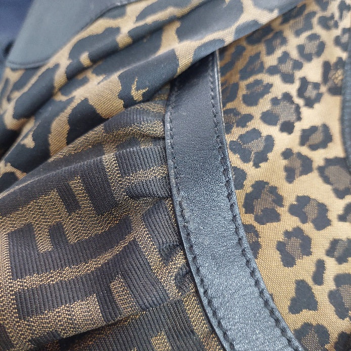 Fendi Canvas Monogram & Cheetah Print Hobo Bag | Pre Loved |