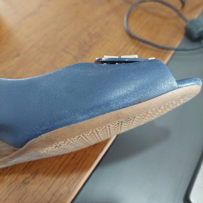Tory Burch Blue Claire Open Toe Wedges | Pre Loved |