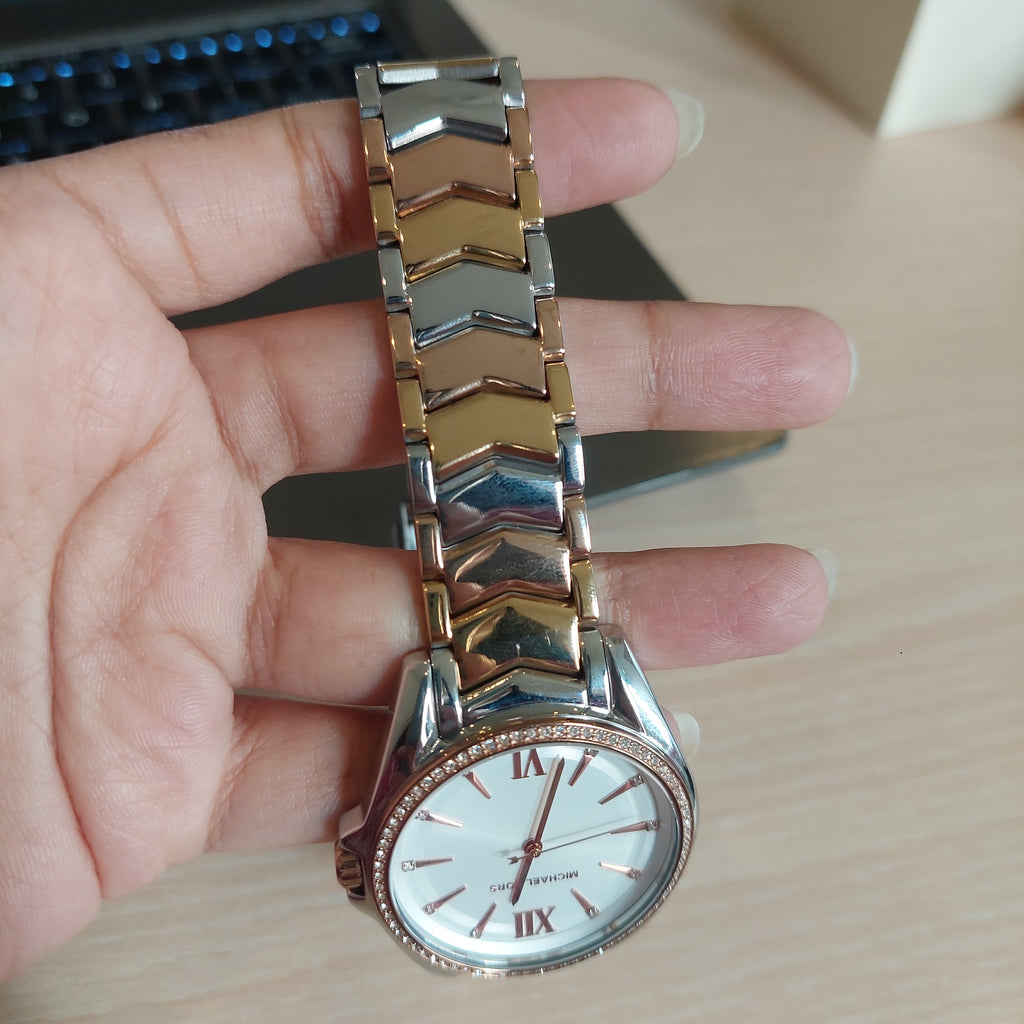 Michael Kors Stones Embellished Round Dial MK 6686 Stainless Steel Analog Watch | Gently Used |