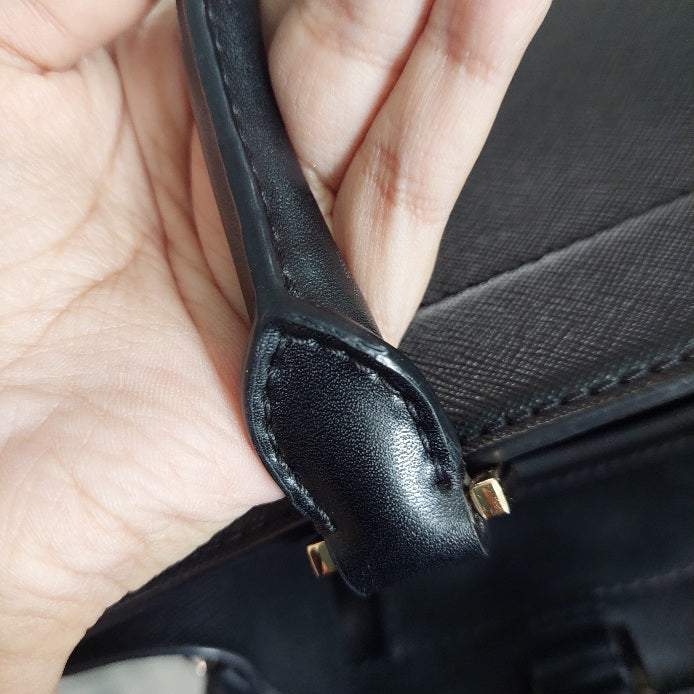 Michael Kors Black Rayne Leather Medium East West Satchel Bag | Gently Used |