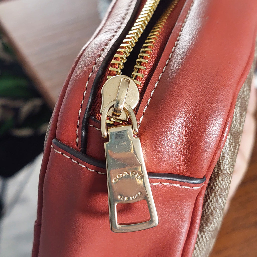 Coach Signature Canvas & Leather Trim Eva Phone Crossbody Bag | Pre Loved |