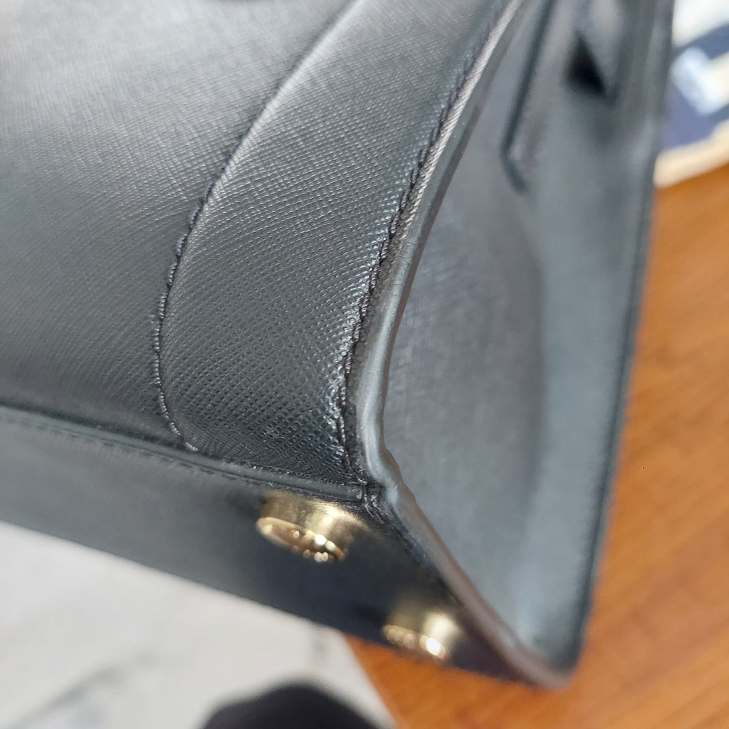 Michael Kors Black Rayne Leather Medium East West Satchel Bag | Gently Used |