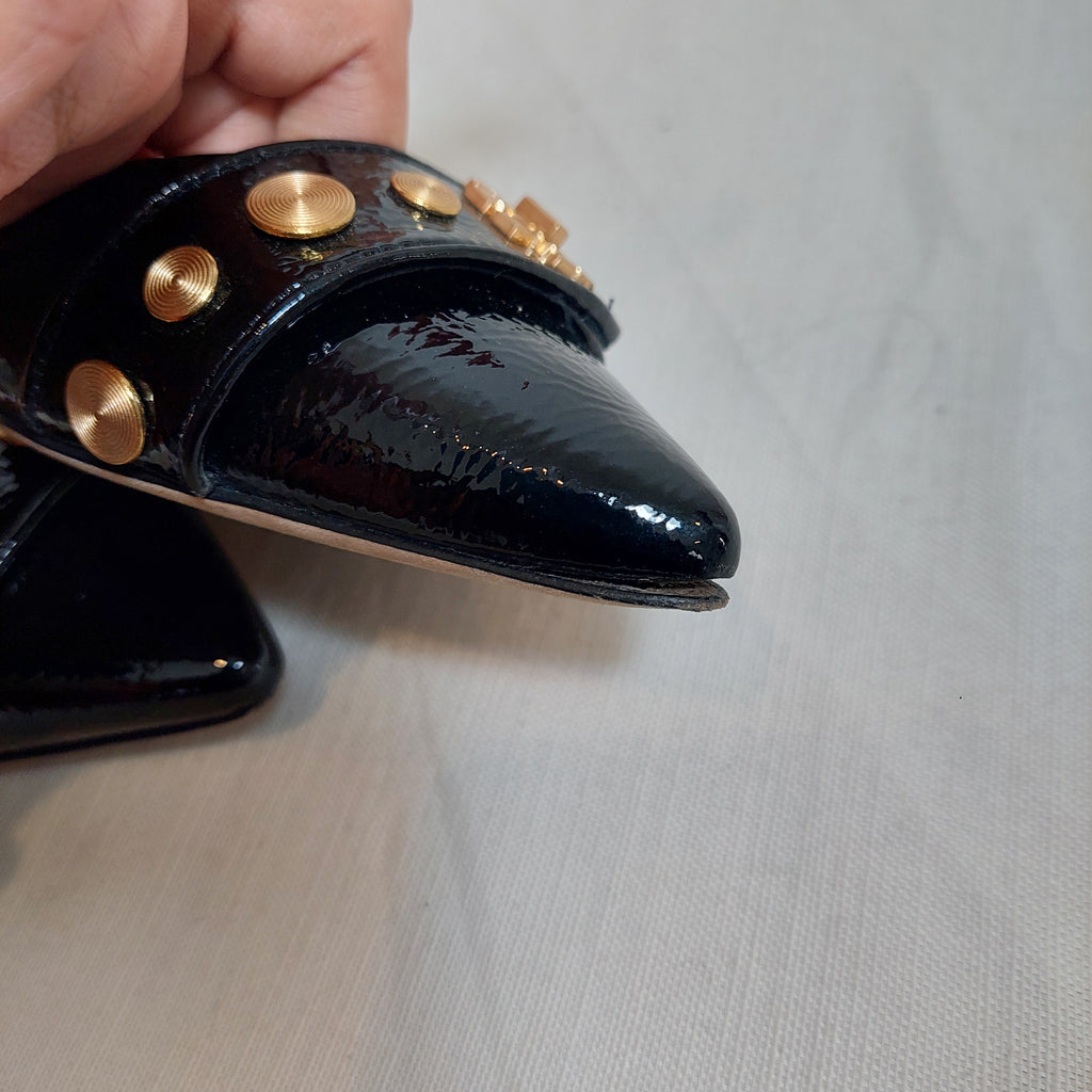 Tory Burch Black Patent Leather 'Kira' Studded Pumps | Pre Loved |