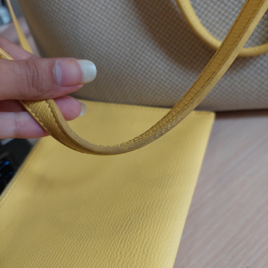 Kate Spade Cream Canvas & Yellow Leather 'All Day' Large Tote Bag | Pre Loved |