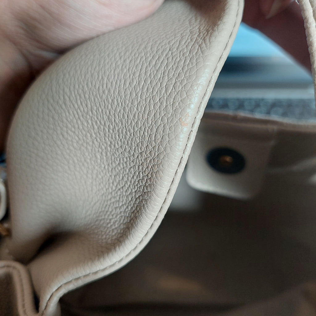 Polene Taupe Textured Leather Numéro Neuf Edition Handbag | Like New |