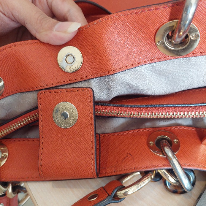 Michael Kors Orange Leather Medium Cynthia Tote | Pre Loved |