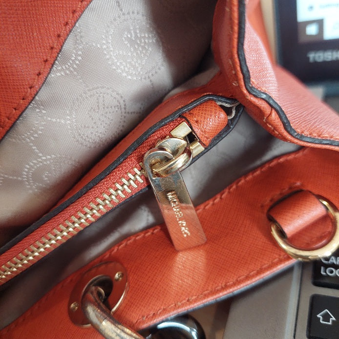 Michael Kors Orange Leather Medium Cynthia Tote | Pre Loved |