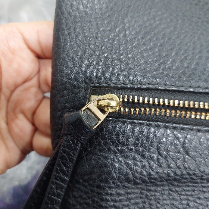 Tory Burch Black Leather Taylor Convertible Foldover Crossbody Bag | Gently Used |