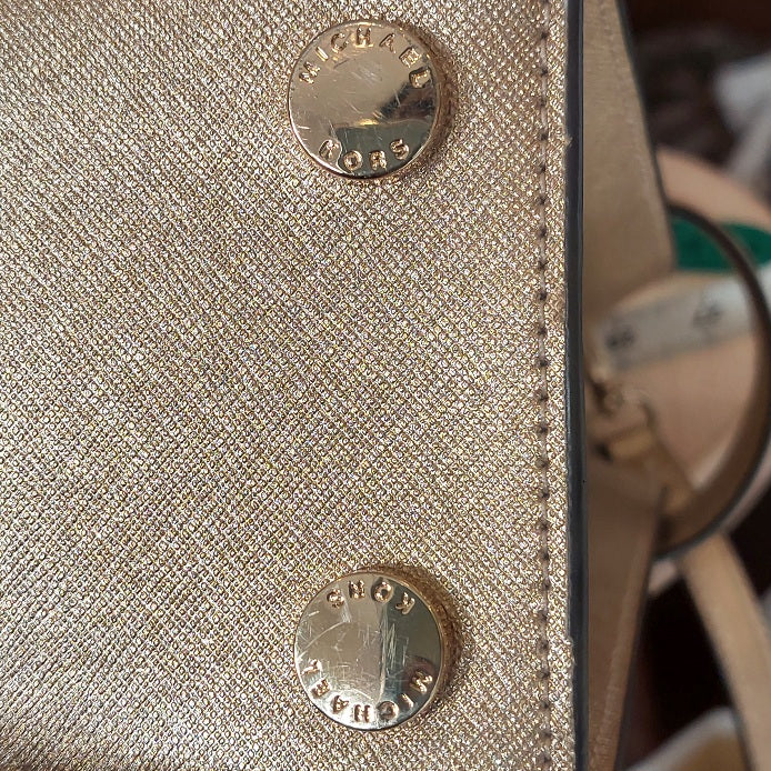 Michael Kors Karla Gold Leather Large Satchel Bag | Pre Loved |