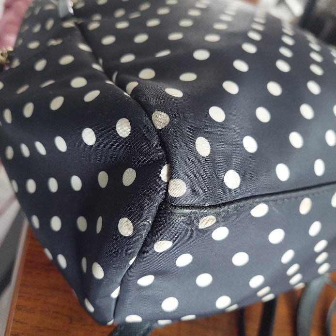 Kate Spade Black Polka Dot Leather Trim Backpack | Pre Loved |