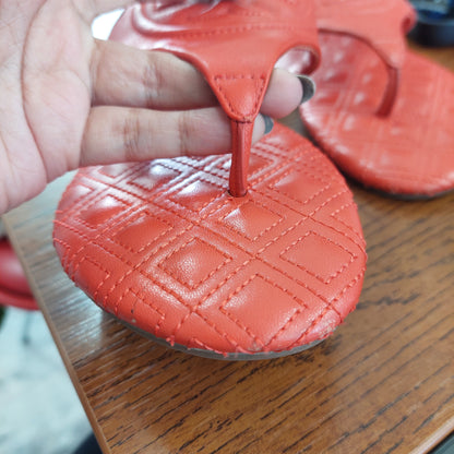 Tory Burch Orange Fleming Flat Thong Sandals | Pre Loved |