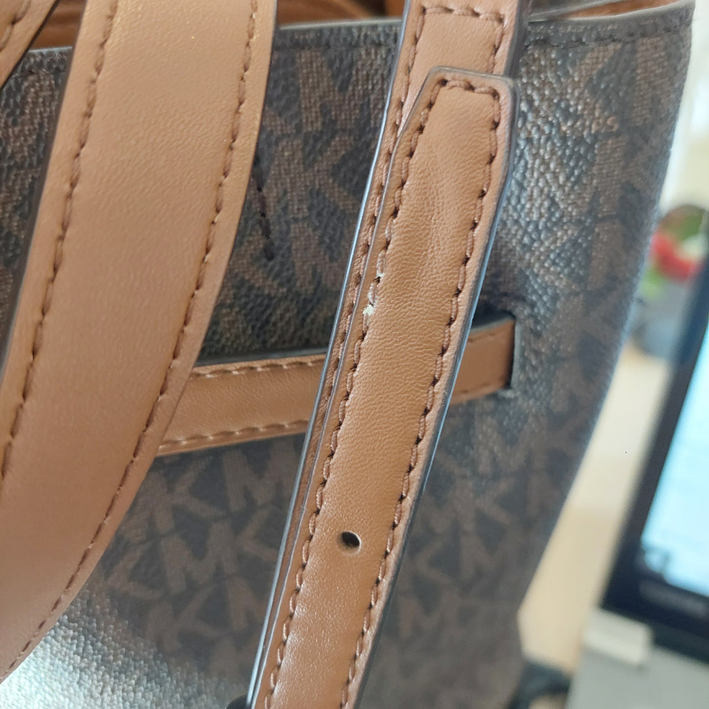 Michael Kors Emilia Large Triple Compartment Signature Brown Mk Satchel Bag | Pre Loved |