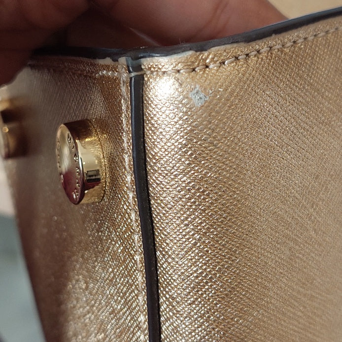 Michael Kors Karla Gold Leather Large Satchel Bag | Pre Loved |
