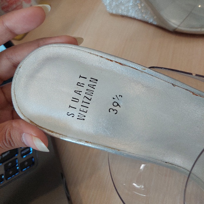 Stuart Weitzman Silver Glitter & Vinyl Wedges | Brand New |