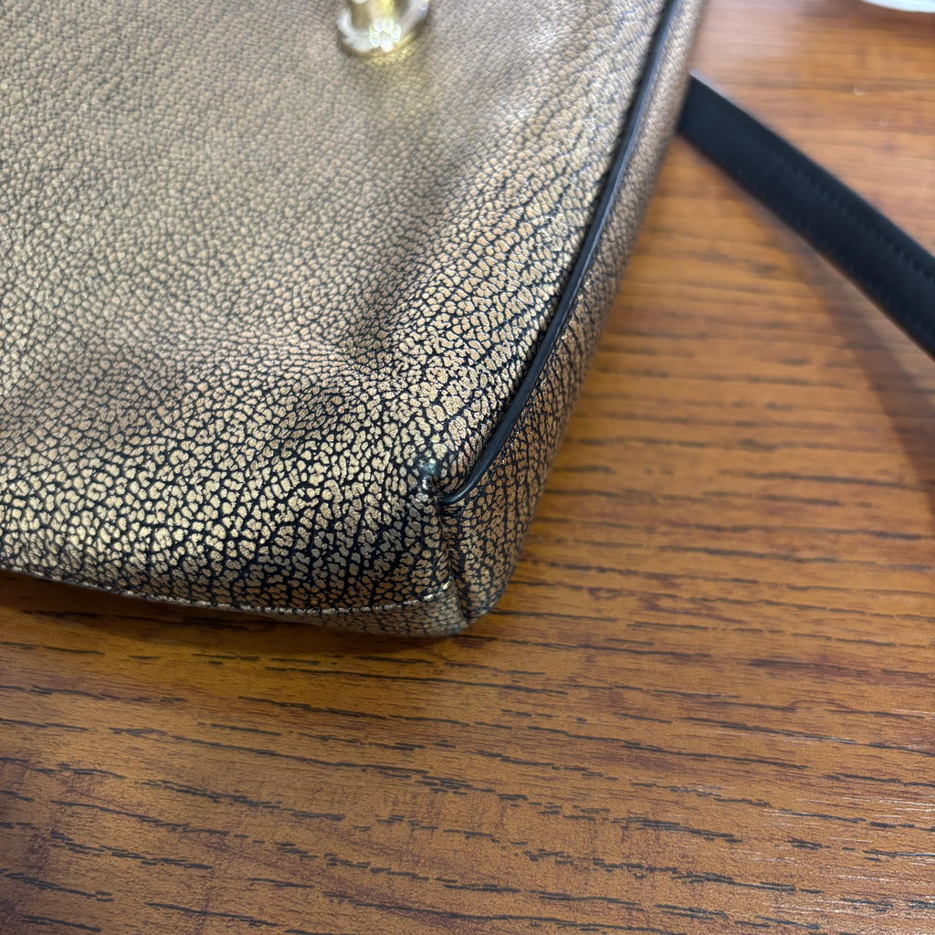Coach Gold Metallic Pebble Leather Crosstown Crossbody Bag | Pre Loved |