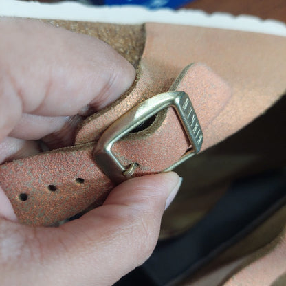 Birkenstock Washed Metallic Sea Copper Leather Gizeh | Brand New |