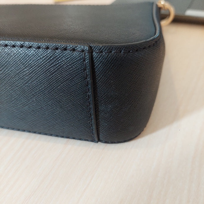 Michael Kors Black Gold Chain Leather Crossbody Bag | Gently Used |