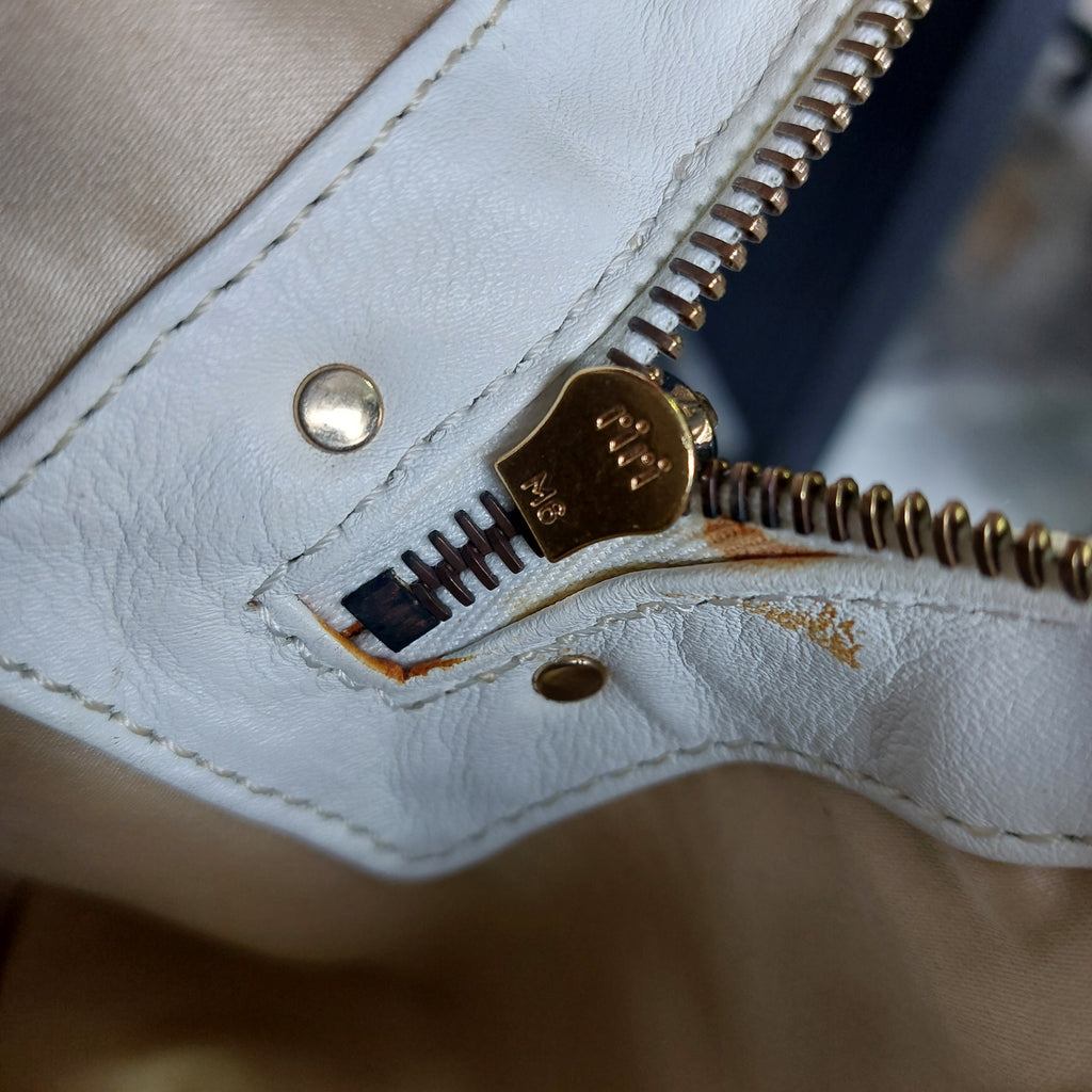 Versace White Leather Studded Handbag | Pre Loved |