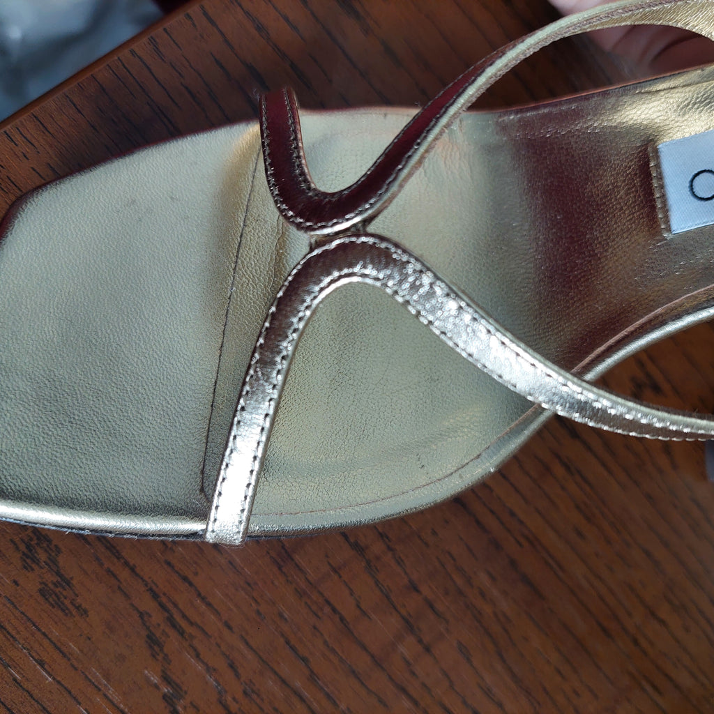 Jimmy Choo Gold Metallic Leather Azie 85 Sandals | Gently used |