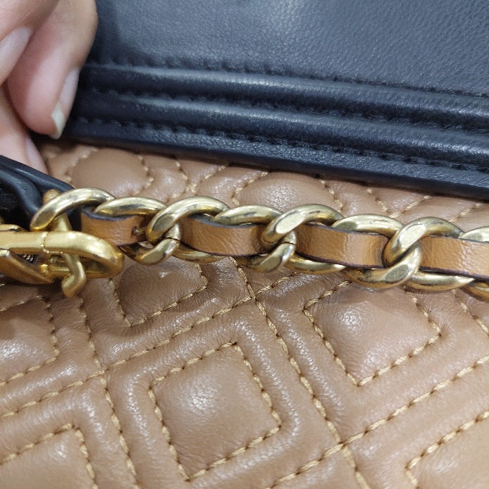 Tory Burch Tri Color Quilted Leather Fleming Shoulder Bag | Pre Loved |