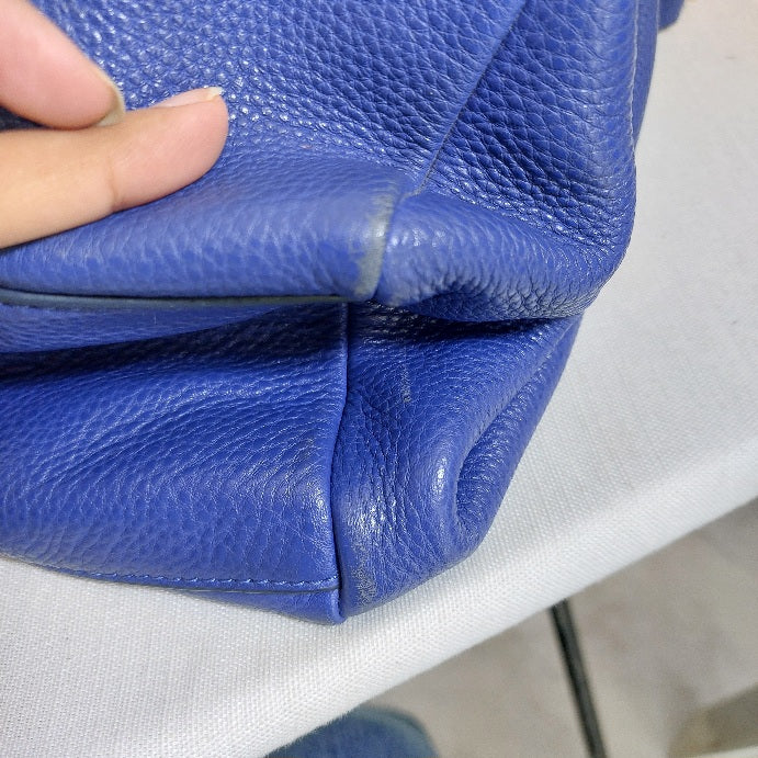 Tory Burch Blue Britten Chain Leather Tote Bag | Pre Loved |