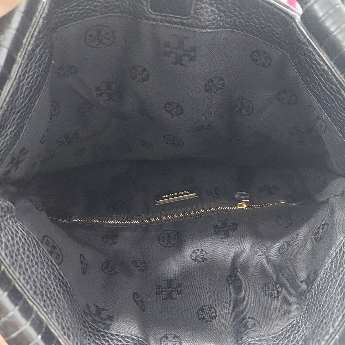 Tory Burch Black Leather Taylor Convertible Foldover Crossbody Bag | Gently Used |