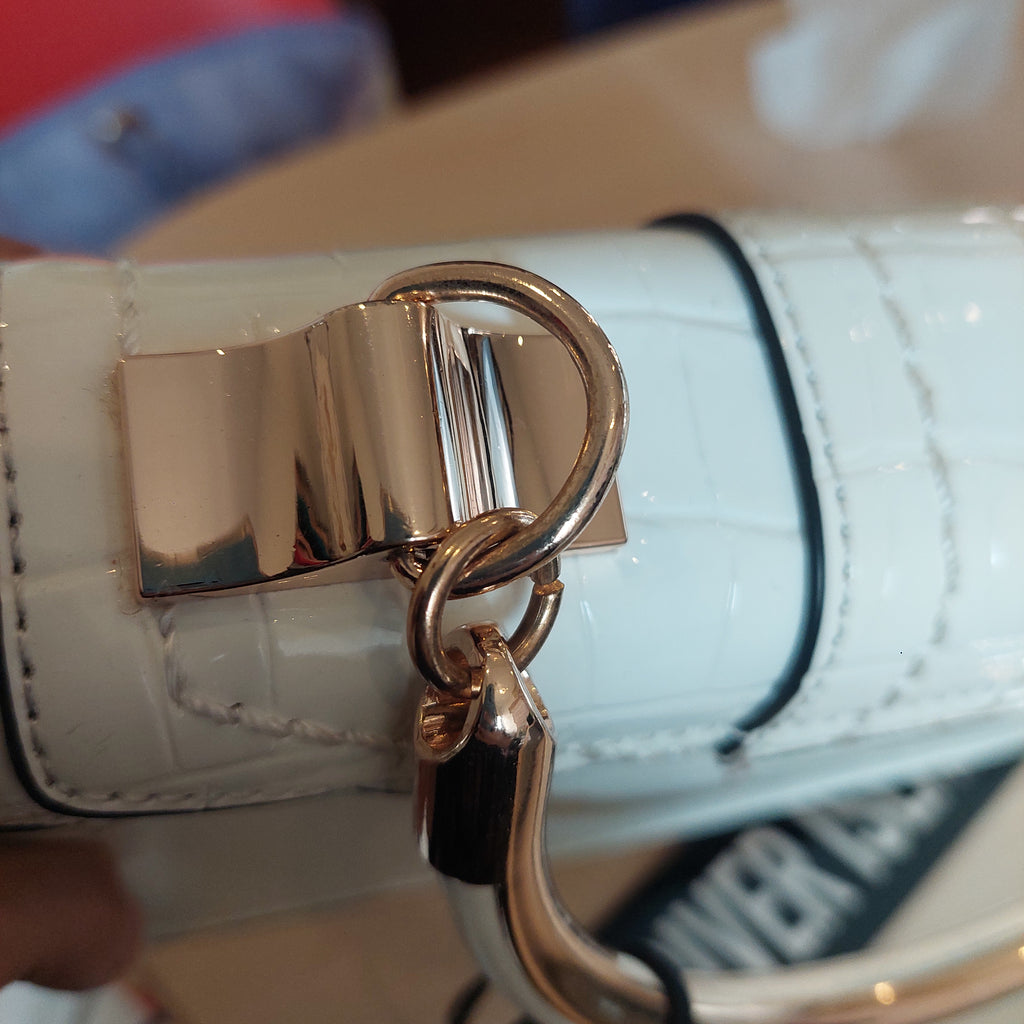 River Island White Croc Textured Faux Leather Crossbody Bag | Pre Loved |