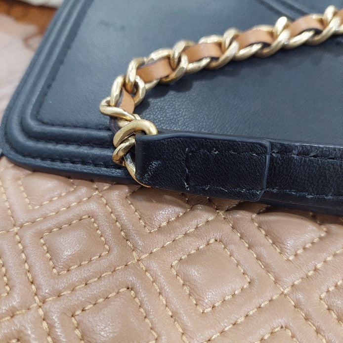 Tory Burch Tri Color Quilted Leather Fleming Shoulder Bag | Pre Loved |