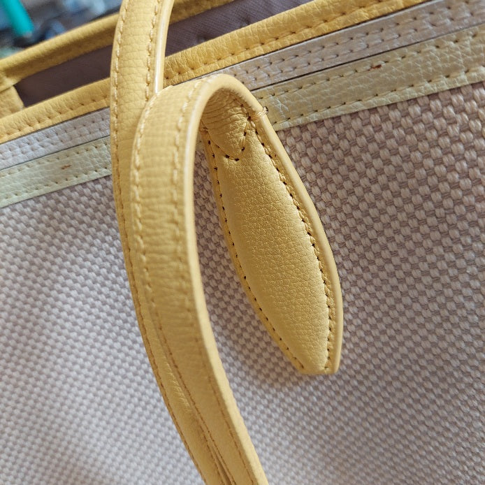 Kate Spade Cream Canvas & Yellow Leather 'All Day' Large Tote Bag | Pre Loved |