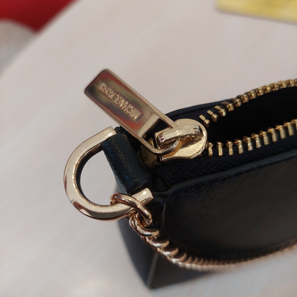 Michael Kors Black Gold Chain Leather Crossbody Bag | Gently Used |