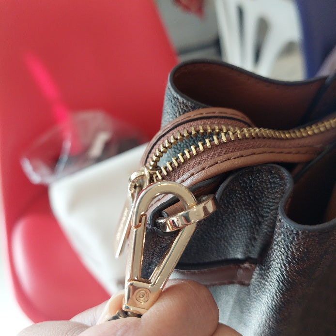 Michael Kors Emilia Large Triple Compartment Signature Brown Mk Satchel Bag | Pre Loved |