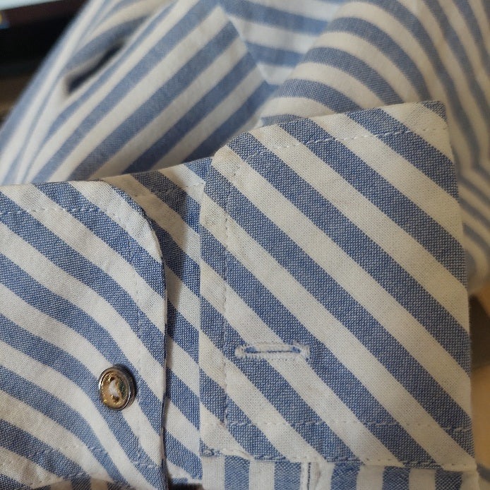 Zara Blue & White Striped Collared Shirt | Pre Loved |