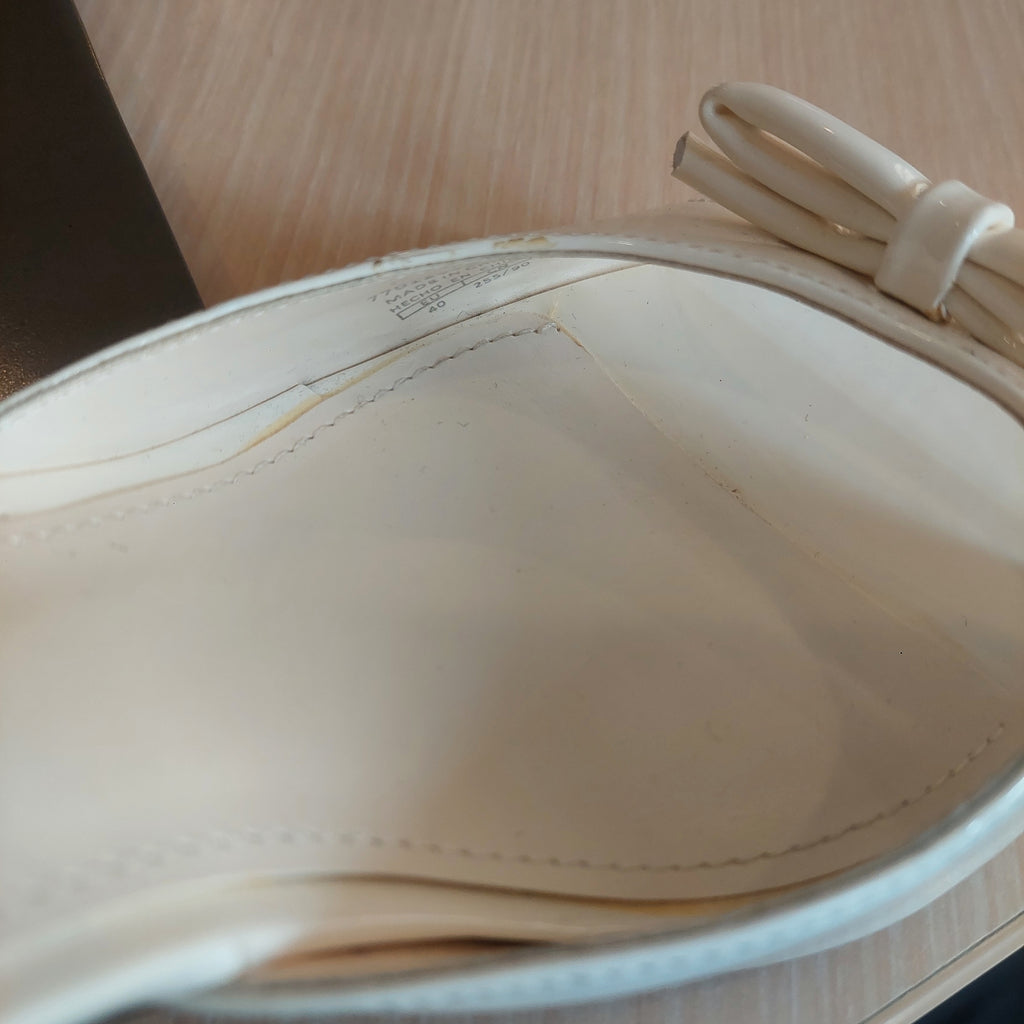 Mango White Bow Leatherette Heels | Gently Used |