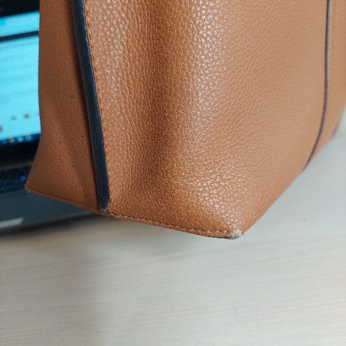 Tory Burch Brown Perry Triple Compartment Leather Tote Bag | Pre Loved |