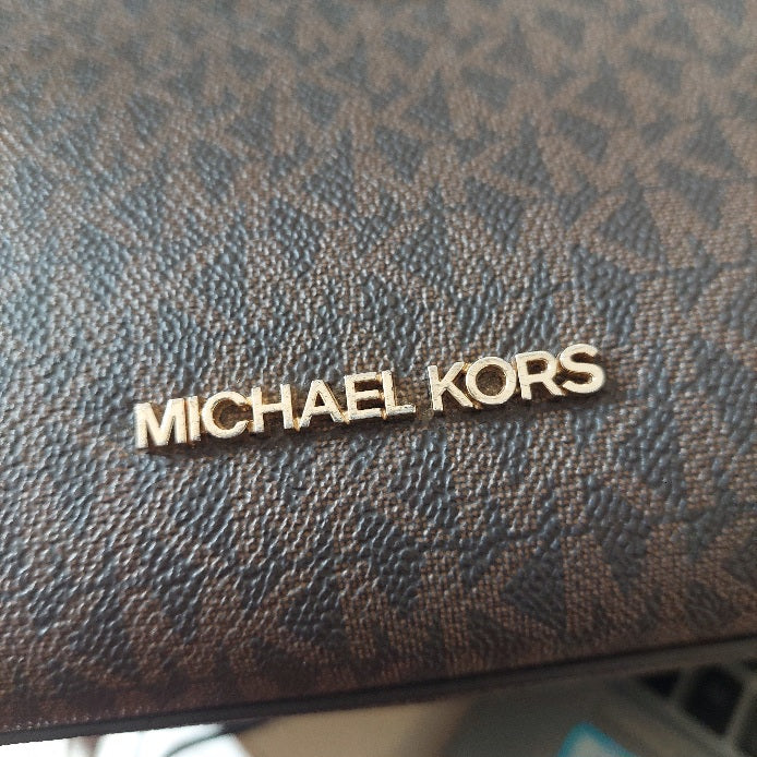 Michael Kors Emilia Large Triple Compartment Signature Brown Mk Satchel Bag | Pre Loved |