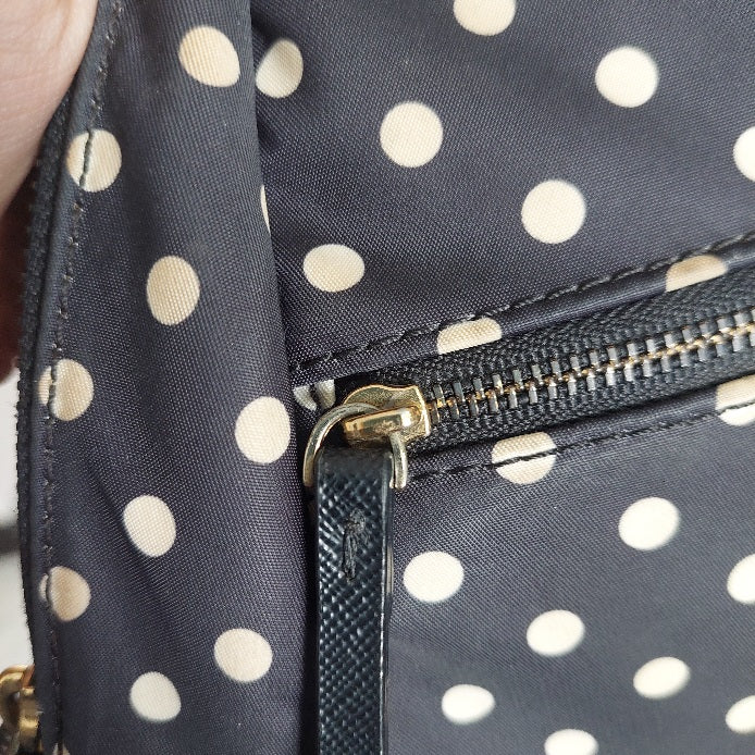 Kate Spade Black Polka Dot Leather Trim Backpack | Pre Loved |
