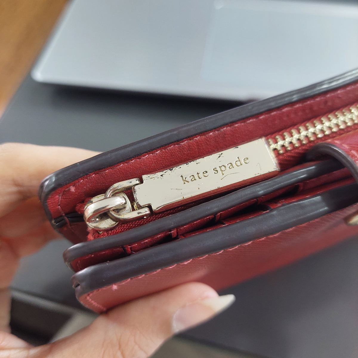 Kate Spade Red Staci Medium Compact Bifold Wallet | Pre Loved |