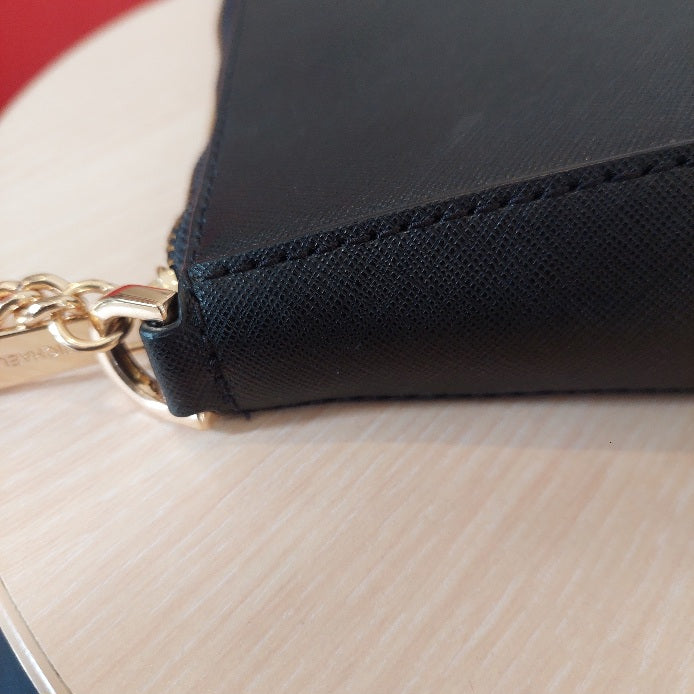 Michael Kors Black Gold Chain Leather Crossbody Bag | Gently Used |