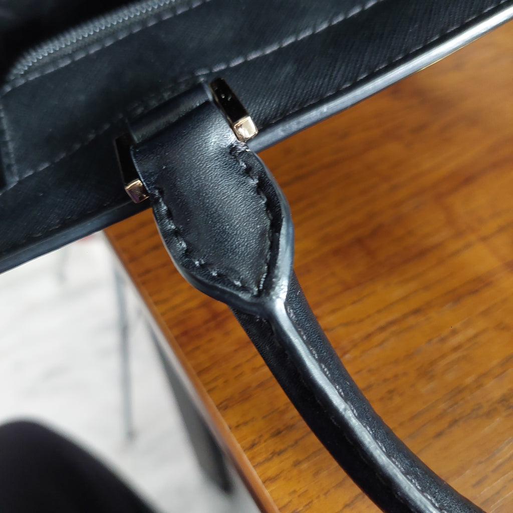 Michael Kors Black Rayne Leather Medium East West Satchel Bag | Gently Used |