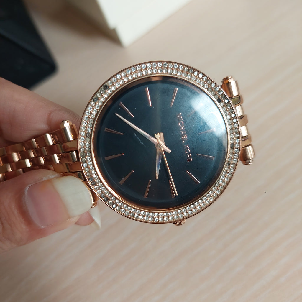 Michael Kors Rose Gold Rhinestone MK-3402 Watch | Pre Loved |