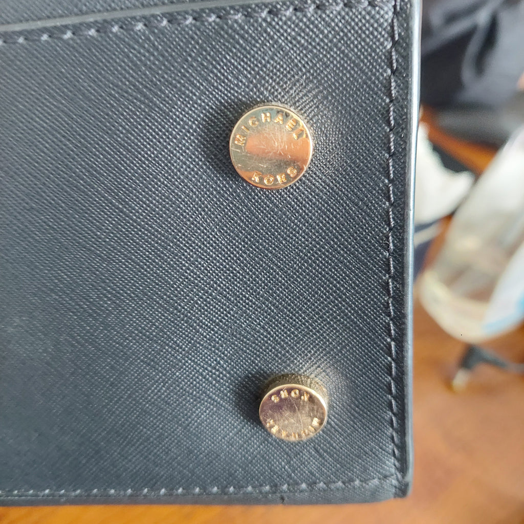 Michael Kors Black Rayne Leather Medium East West Satchel Bag | Gently Used |