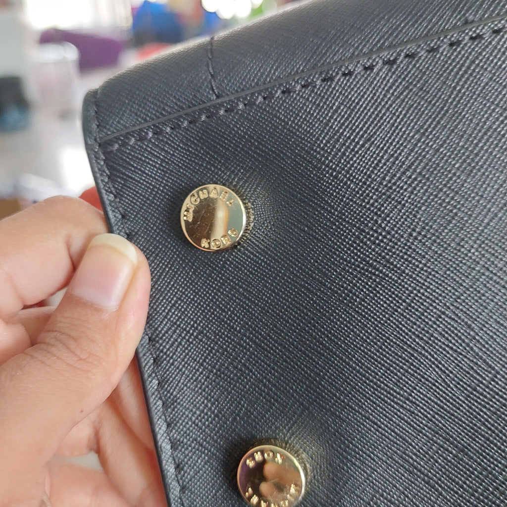 Michael Kors Black Rayne Leather Medium East West Satchel Bag | Gently Used |