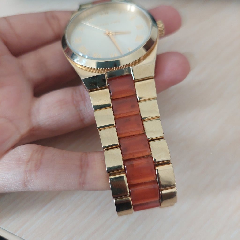 Michael Kors Gold & Orange MK-1653 Channing Stainless Steel Watch | Pre Loved |