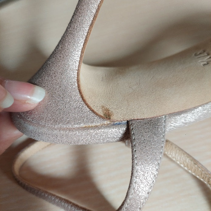 Sergio Rossi Rose Pink Metallic Leather Heels | Pre Loved |