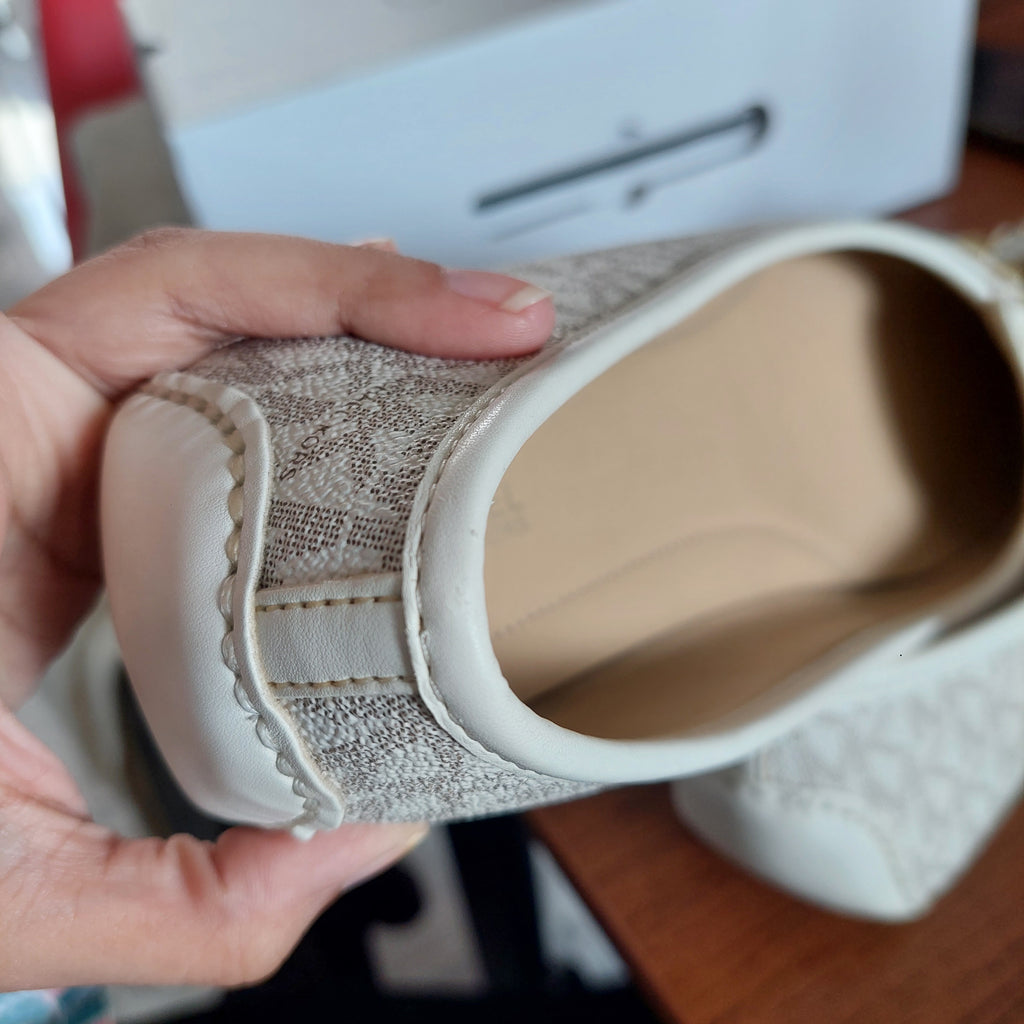 Michael Kors Vanilla Leather Fulton Studded Logo Moccasins | Pre Loved |