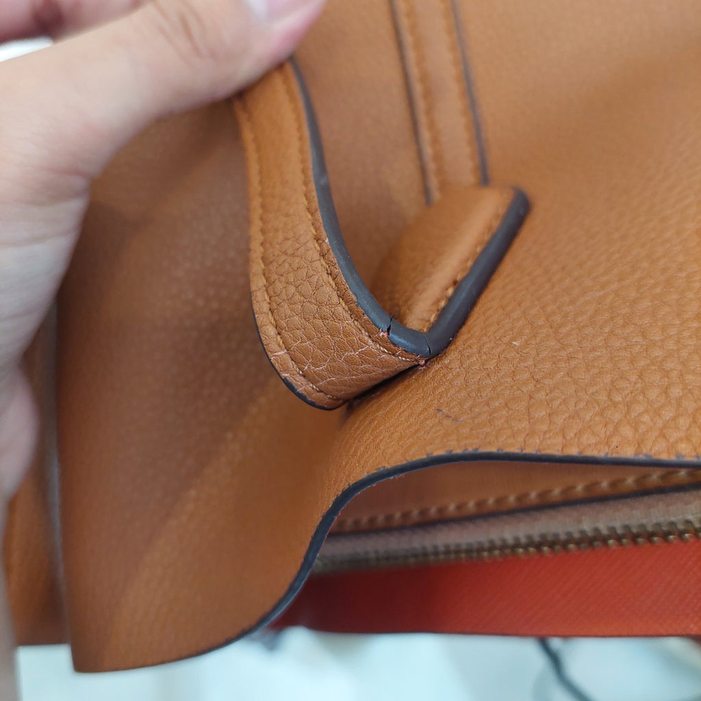 Tory Burch Brown Perry Triple Compartment Leather Tote Bag | Pre Loved |