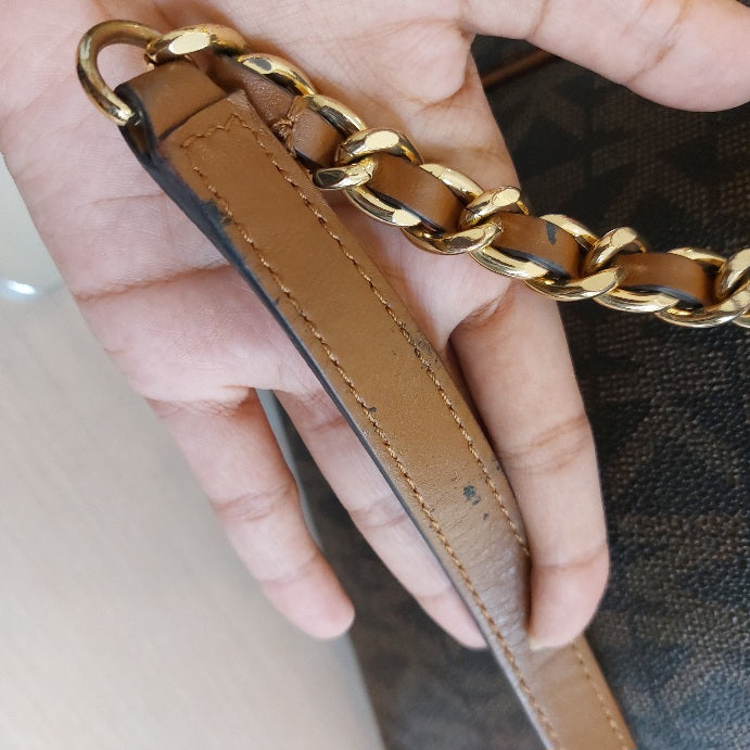 Michael Kors Brown Signature Monogram Large Shoulder Bag | Pre Loved |