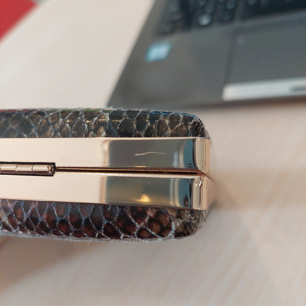 H&M Brown Snakeskin Pearl Box Convertible Clutch | Like New |